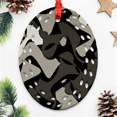 Trippy sepia paint splash, brown, army style camo, dotted abstract pattern Oval Filigree Ornament (Two Sides)