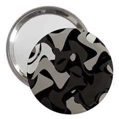 Trippy Sepia Paint Splash, Brown, Army Style Camo, Dotted Abstract Pattern 3  Handbag Mirrors by Casemiro