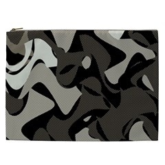 Trippy sepia paint splash, brown, army style camo, dotted abstract pattern Cosmetic Bag (XXL)