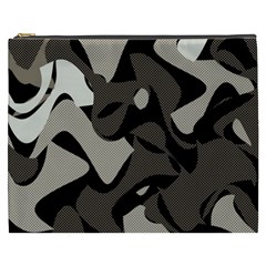 Trippy sepia paint splash, brown, army style camo, dotted abstract pattern Cosmetic Bag (XXXL)