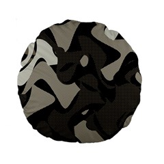 Trippy sepia paint splash, brown, army style camo, dotted abstract pattern Standard 15  Premium Round Cushions