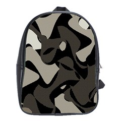 Trippy sepia paint splash, brown, army style camo, dotted abstract pattern School Bag (XL)