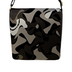 Trippy sepia paint splash, brown, army style camo, dotted abstract pattern Flap Closure Messenger Bag (L)