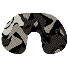 Trippy sepia paint splash, brown, army style camo, dotted abstract pattern Travel Neck Pillow