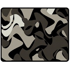 Trippy sepia paint splash, brown, army style camo, dotted abstract pattern Double Sided Fleece Blanket (Medium) 