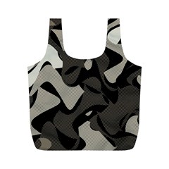 Trippy sepia paint splash, brown, army style camo, dotted abstract pattern Full Print Recycle Bag (M)