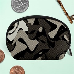 Trippy sepia paint splash, brown, army style camo, dotted abstract pattern Accessory Pouch (Large)