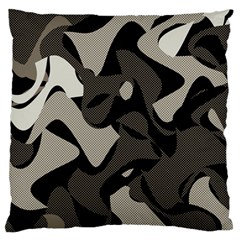 Trippy sepia paint splash, brown, army style camo, dotted abstract pattern Large Flano Cushion Case (Two Sides)