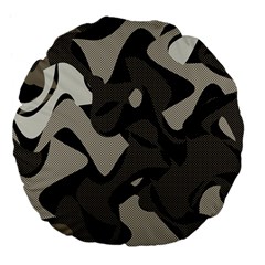 Trippy sepia paint splash, brown, army style camo, dotted abstract pattern Large 18  Premium Flano Round Cushions