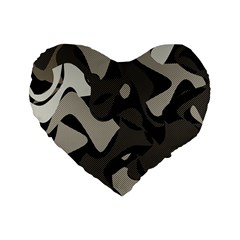 Trippy sepia paint splash, brown, army style camo, dotted abstract pattern Standard 16  Premium Flano Heart Shape Cushions