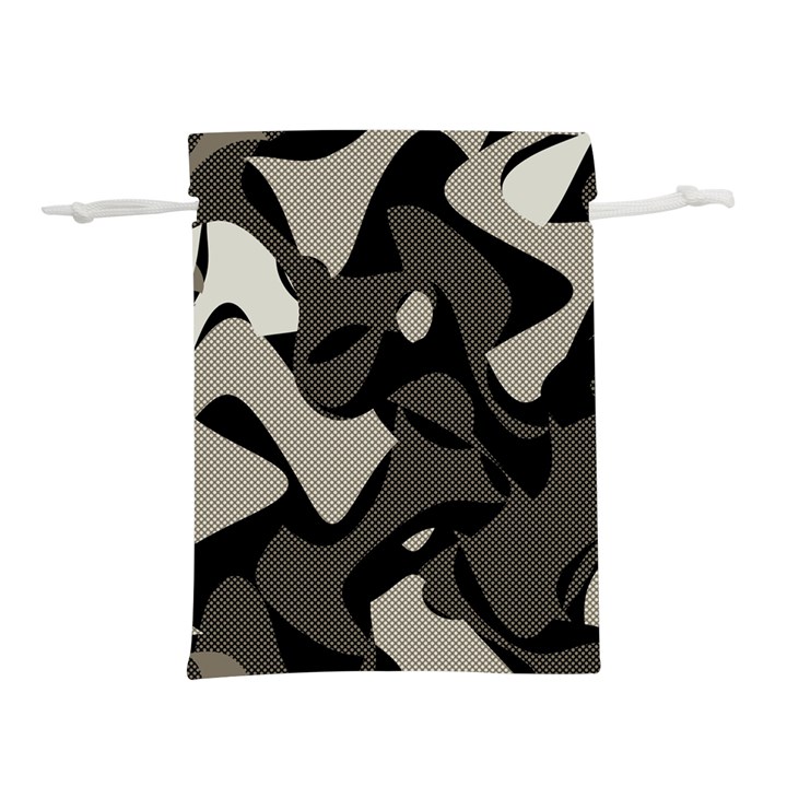 Trippy sepia paint splash, brown, army style camo, dotted abstract pattern Lightweight Drawstring Pouch (M)