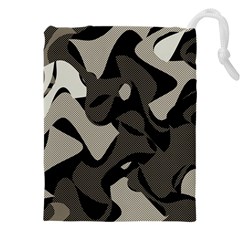 Trippy sepia paint splash, brown, army style camo, dotted abstract pattern Drawstring Pouch (4XL)