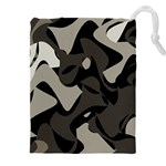 Trippy sepia paint splash, brown, army style camo, dotted abstract pattern Drawstring Pouch (5XL) Front