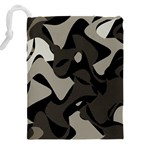 Trippy sepia paint splash, brown, army style camo, dotted abstract pattern Drawstring Pouch (5XL) Back