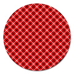 Three Color Tartan, Red Grey, Black Buffalo Plaid Theme Magnet 5  (round) by Casemiro