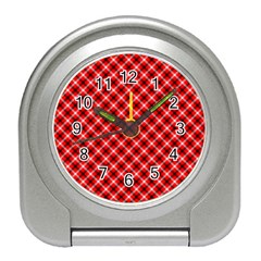 Three Color Tartan, Red Grey, Black Buffalo Plaid Theme Travel Alarm Clock by Casemiro