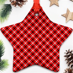 Three Color Tartan, Red Grey, Black Buffalo Plaid Theme Star Ornament (two Sides) by Casemiro