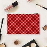 Three color tartan, red grey, black buffalo plaid theme Cosmetic Bag (Medium) Back