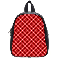 Three Color Tartan, Red Grey, Black Buffalo Plaid Theme School Bag (small) by Casemiro