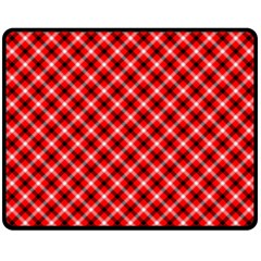 Three Color Tartan, Red Grey, Black Buffalo Plaid Theme Fleece Blanket (medium)  by Casemiro