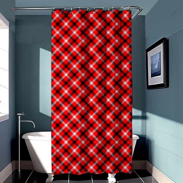 Three color tartan, red grey, black buffalo plaid theme Shower Curtain 36  x 72  (Stall) 