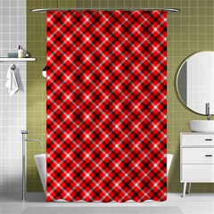 Three Color Tartan, Red Grey, Black Buffalo Plaid Theme Shower Curtain 48  X 72  (small)  by Casemiro