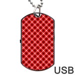 Three color tartan, red grey, black buffalo plaid theme Dog Tag USB Flash (Two Sides) Front