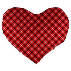 Three Color Tartan, Red Grey, Black Buffalo Plaid Theme Large 19  Premium Heart Shape Cushions by Casemiro