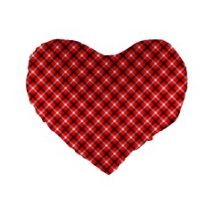 Three Color Tartan, Red Grey, Black Buffalo Plaid Theme Standard 16  Premium Flano Heart Shape Cushions by Casemiro