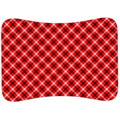 Three Color Tartan, Red Grey, Black Buffalo Plaid Theme Velour Seat Head Rest Cushion by Casemiro