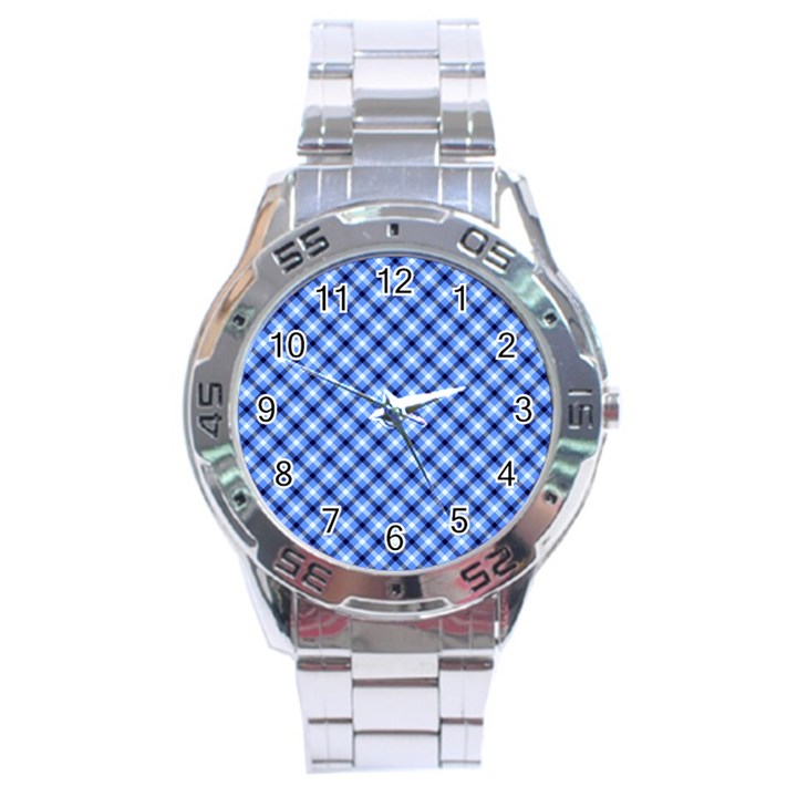 Retro style pattern, scottish tartan, buffalo plaid theme Stainless Steel Analogue Watch