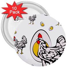 Roseanne Chicken 3  Buttons (10 Pack)  by EvgeniaEsenina