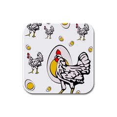 Roseanne Chicken Rubber Square Coaster (4 Pack)  by EvgeniaEsenina