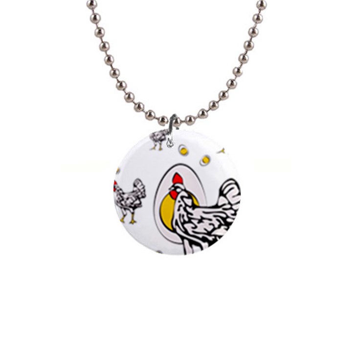 Roseanne Chicken 1  Button Necklace