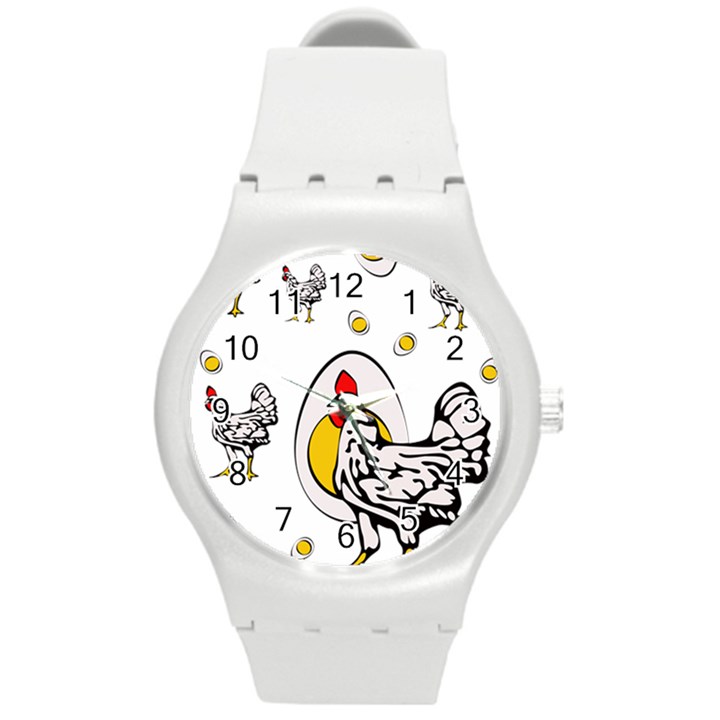 Roseanne Chicken Round Plastic Sport Watch (M)