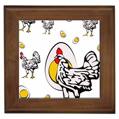 Roseanne Chicken, Retro Chickens Framed Tile by EvgeniaEsenina