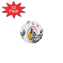 Roseanne Chicken, Retro Chickens 1  Mini Buttons (10 Pack)  by EvgeniaEsenina