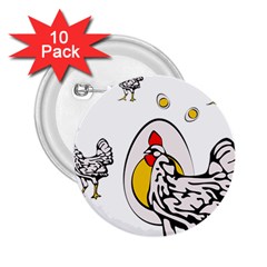 Roseanne Chicken, Retro Chickens 2 25  Buttons (10 Pack)  by EvgeniaEsenina