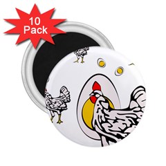 Roseanne Chicken, Retro Chickens 2 25  Magnets (10 Pack)  by EvgeniaEsenina