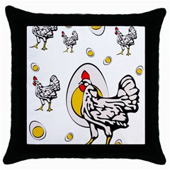 Roseanne Chicken, Retro Chickens Throw Pillow Case (black) by EvgeniaEsenina