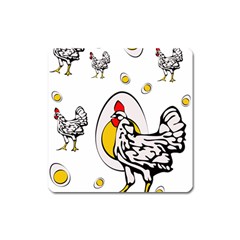 Roseanne Chicken, Retro Chickens Square Magnet by EvgeniaEsenina