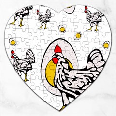 Roseanne Chicken, Retro Chickens Jigsaw Puzzle (heart) by EvgeniaEsenina