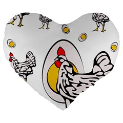 Roseanne Chicken Large 19  Premium Flano Heart Shape Cushions by EvgeniaEsenina