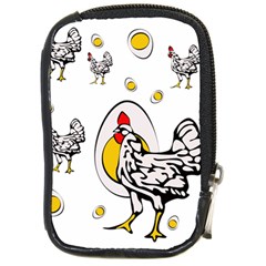 Roseanne Chicken, Retro Chickens Compact Camera Leather Case by EvgeniaEsenina