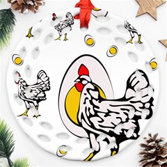 Roseanne Chicken, Retro Chickens Ornament (round Filigree) by EvgeniaEsenina