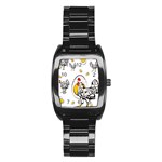 Roseanne Chicken, Retro Chickens Stainless Steel Barrel Watch Front