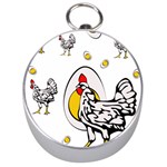 Roseanne Chicken, Retro Chickens Silver Compasses Front