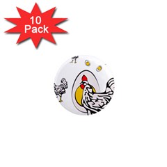 Roseanne Chicken, Retro Chickens 1  Mini Magnet (10 Pack)  by EvgeniaEsenina