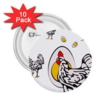 Roseanne Chicken, Retro Chickens 2.25  Buttons (10 pack)  Front