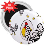 Roseanne Chicken, Retro Chickens 3  Magnets (10 pack)  Front